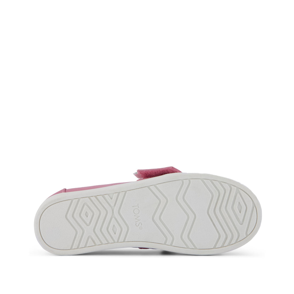Alpargata Classic Kids Shoe - Rose Pink Metallic Twill with Bow Bottom Sole View