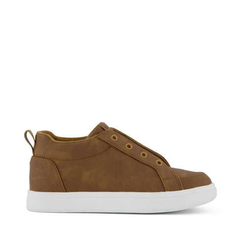 Cruz Mid Kids Slip On Shoe - Toffee Microsuede Side View