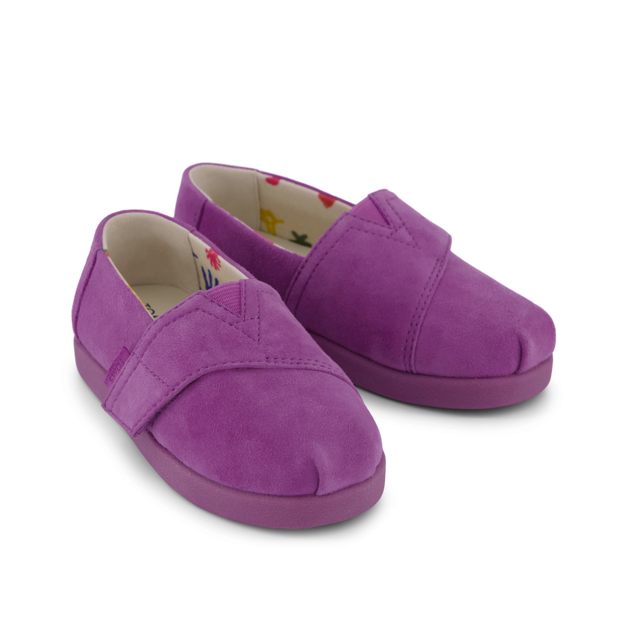 TOMS x Jamie Mizrahi Alpargata Classic Toddler Shoe -  Water Repellent Bright Mulberry Suede Front View