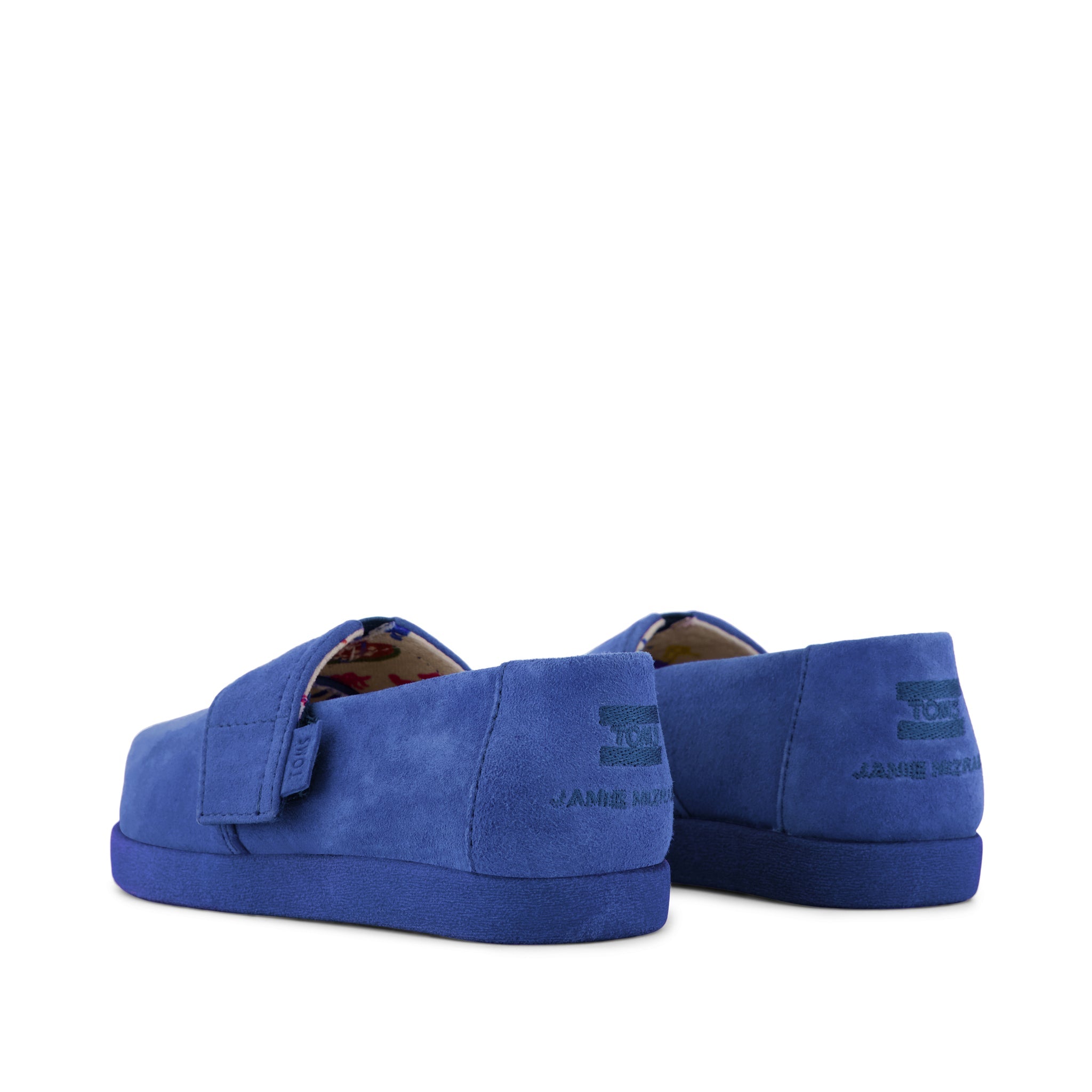 TOMS x Jamie Mizrahi Alpargata Classic Toddler Shoe - Water Repellent Electric Blue Suede Back View