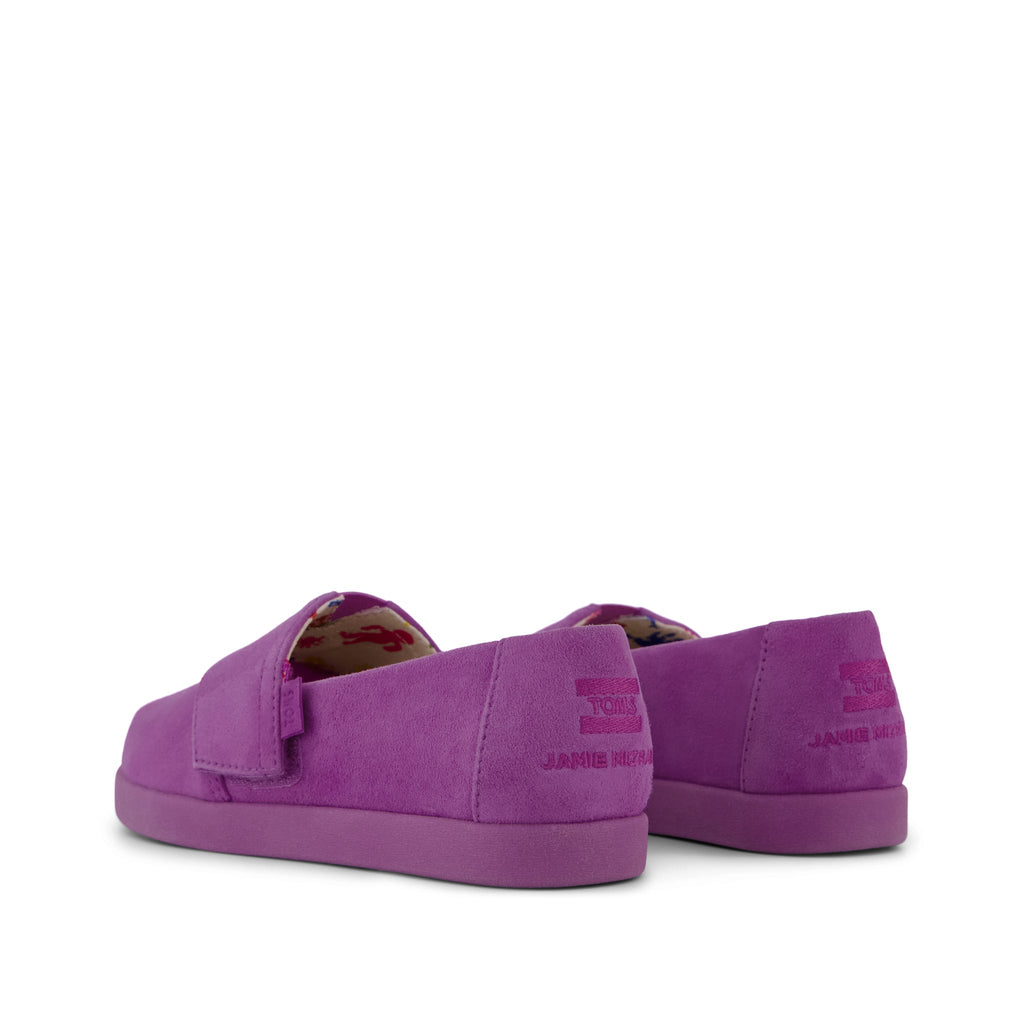 TOMS x Jamie Mizrahi Alpargata Classic Kids  Shoe -  Water Repellent Bright Mulberry Suede Back View