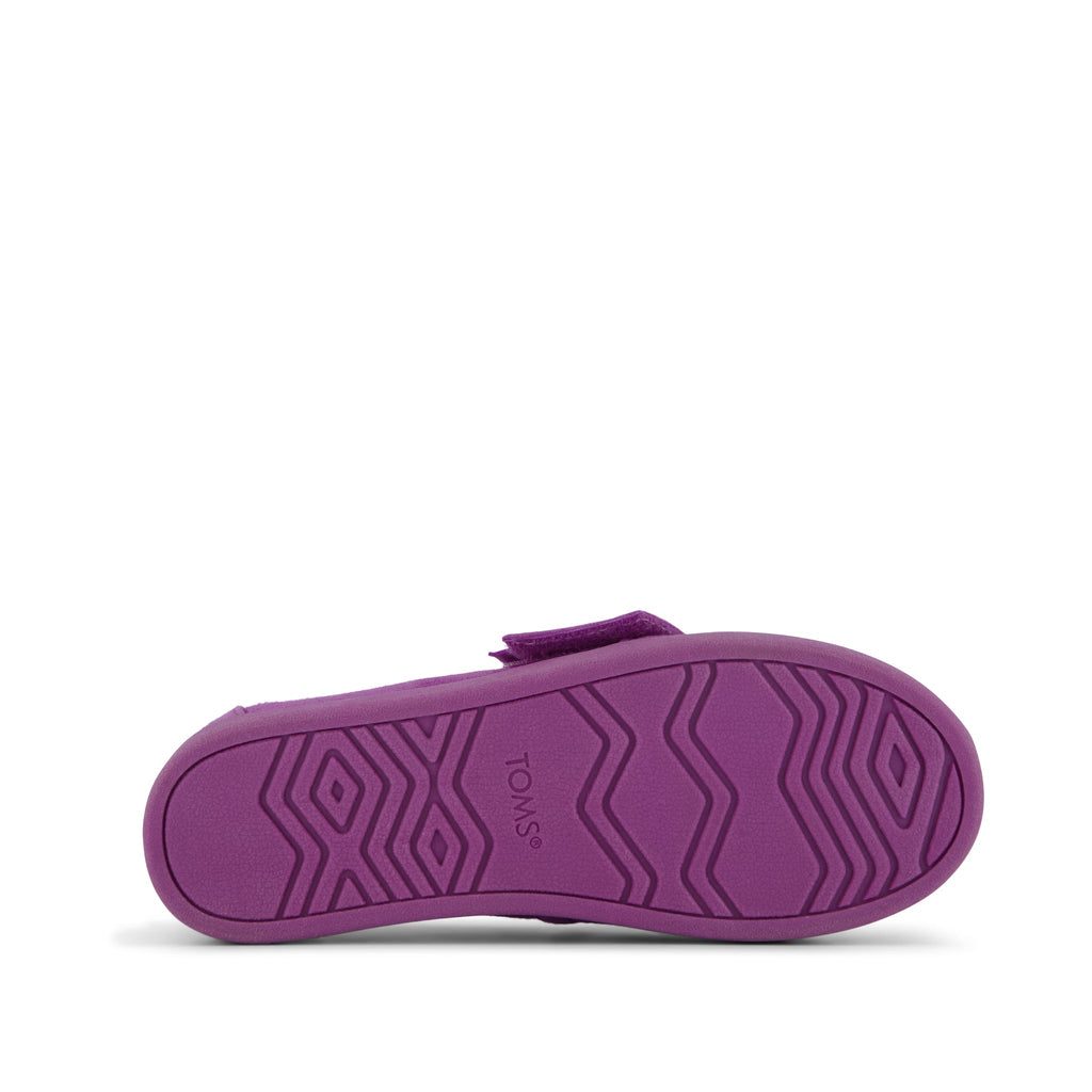 TOMS x Jamie Mizrahi Alpargata Classic Kids  Shoe -  Water Repellent Bright Mulberry Suede Bottom Sole View