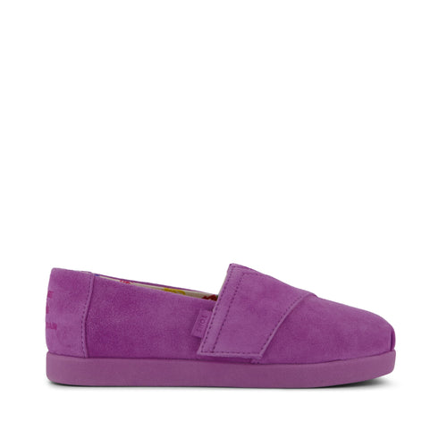 TOMS x Jamie Mizrahi Alpargata Classic Kids  Shoe -  Water Repellent Bright Mulberry Suede Side View