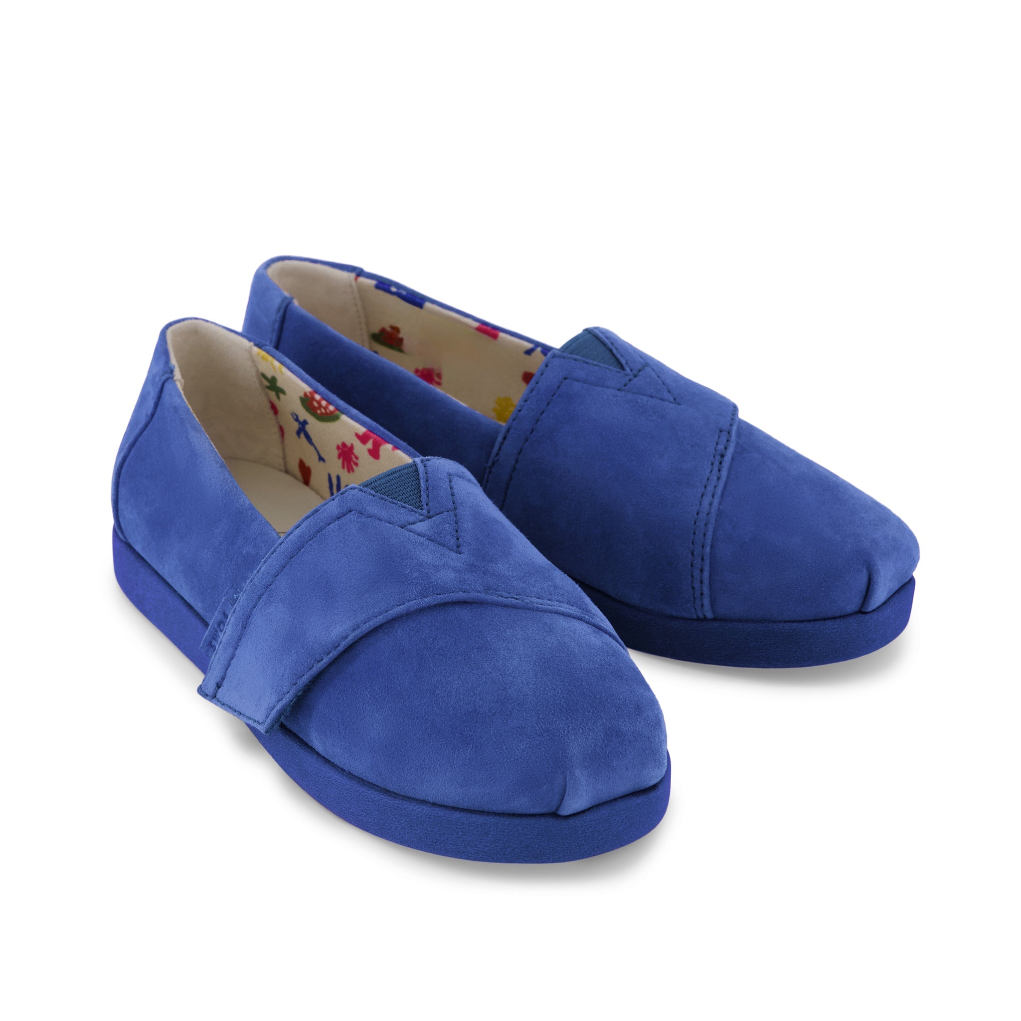 TOMS x Jamie Mizrahi Alpargata Classic Kids  Shoe - Water Repellent Electric Blue Suede Front View