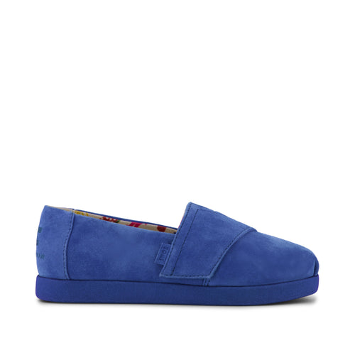 TOMS x Jamie Mizrahi Alpargata Classic Kids  Shoe - Water Repellent Electric Blue Suede Side View