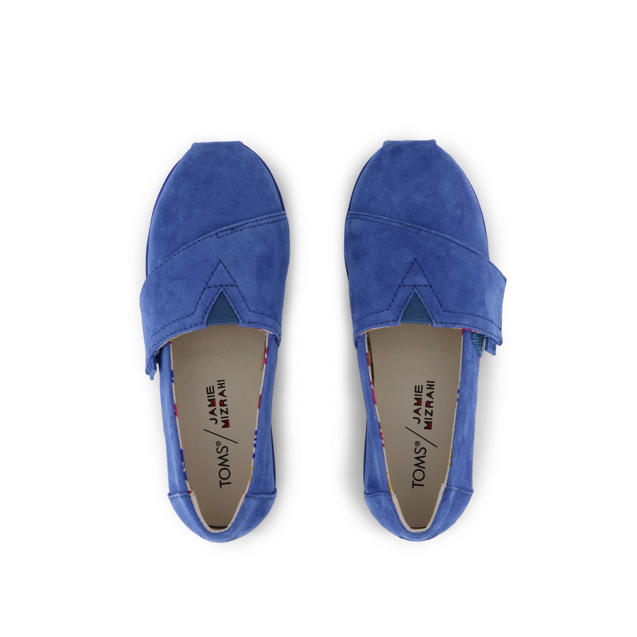 TOMS x Jamie Mizrahi Alpargata Classic Kids  Shoe - Water Repellent Electric Blue Suede Top View
