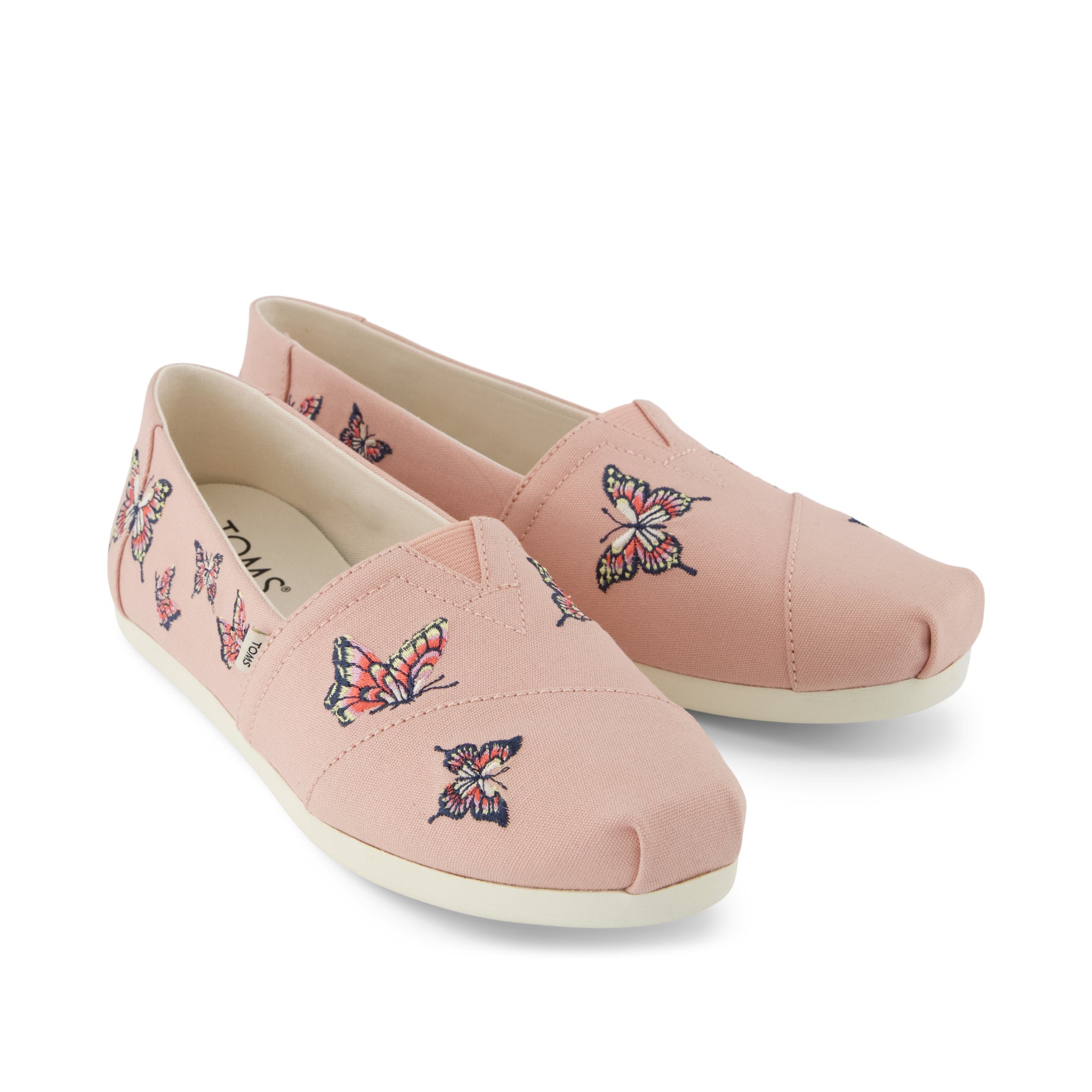 Alpargata Classic - Pale Rose Canvas with Embroidered Butterflies Front View