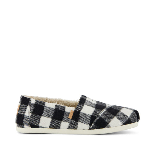 Alpargata Classic - Buffalo Plaid Black Faux Shearling Side View