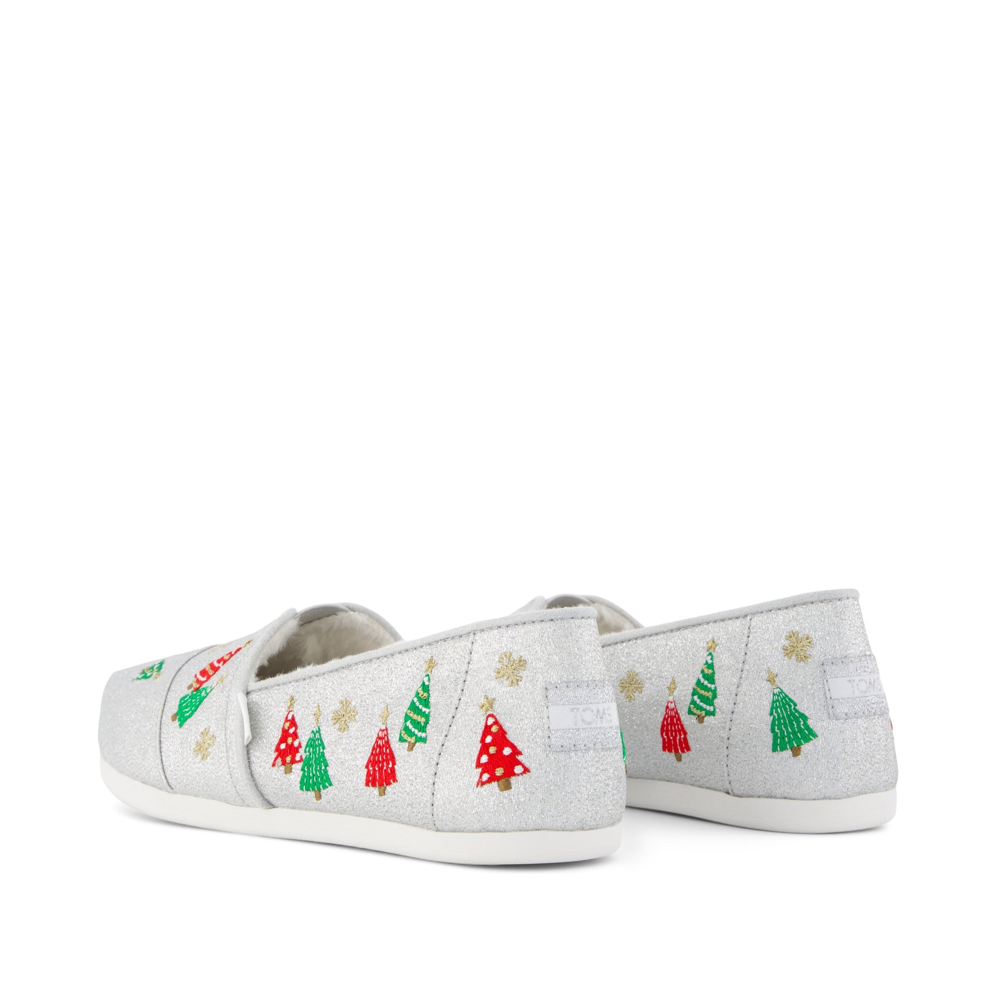 Alpargata Classic - Silver Christmas Tree Embroidery Back View
