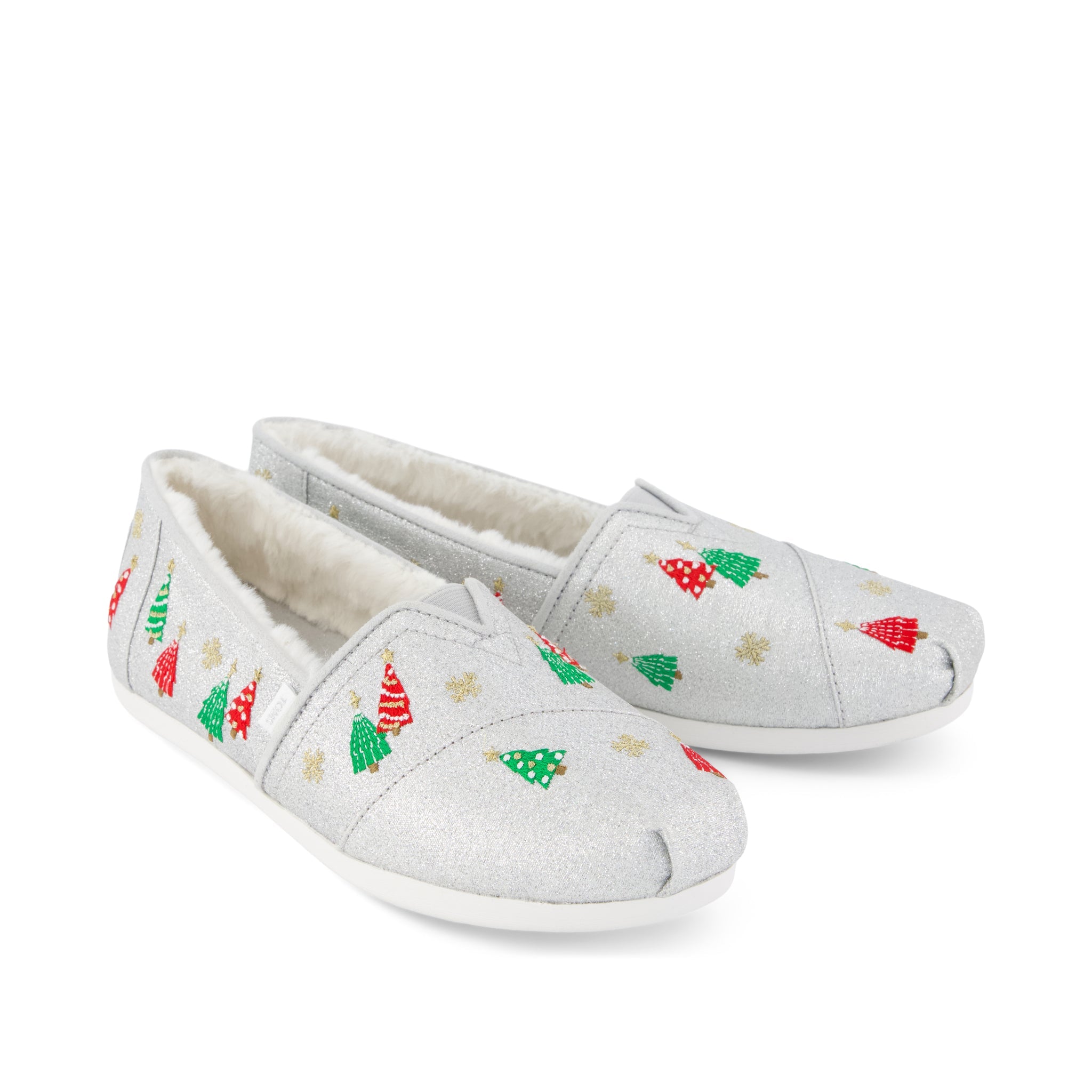 Alpargata Classic - Silver Christmas Tree Embroidery Front View