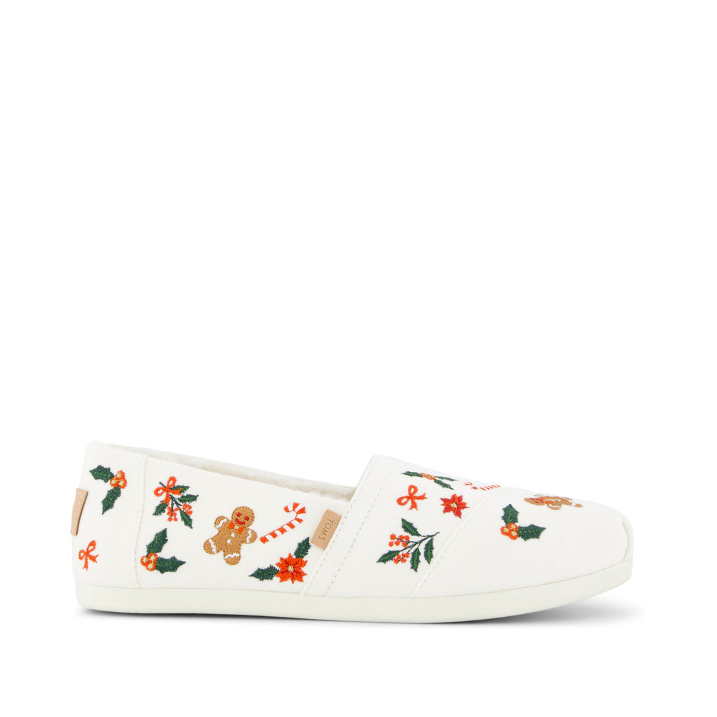 Alpargata Classic - Natural Gingerbread Candy Cane Embroidery Side View