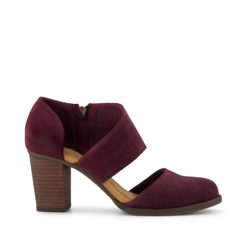 Milan Heel - Dark Burgundy Suede Side View