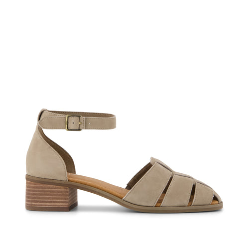 Jaclyn Fisherman Heel - Dune Suede Side View