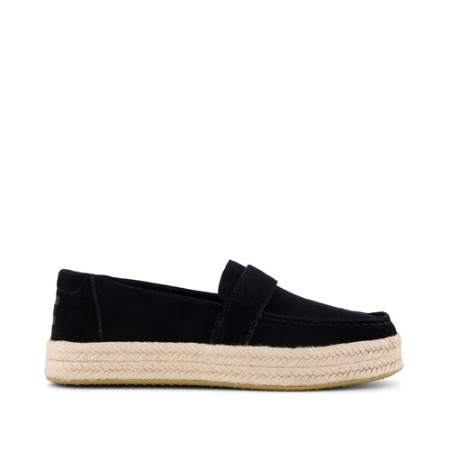 Blakely Loafer Espadrille - Black Suede Side View