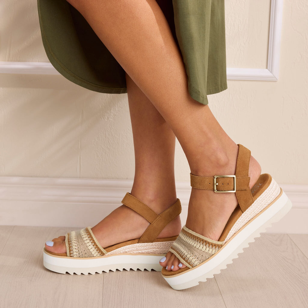 On model image of the crochet Diana Sandal