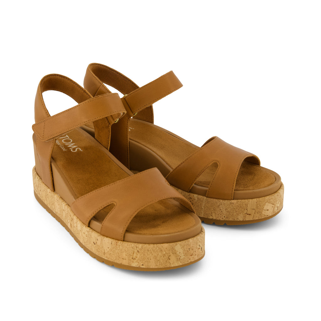 Alana Wedge Sandal - Brown Leather Front View