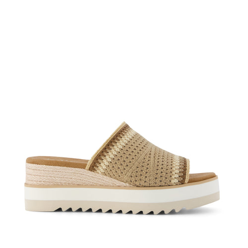 Diana Mule Wedge Sandal - Almond Crochet Side View