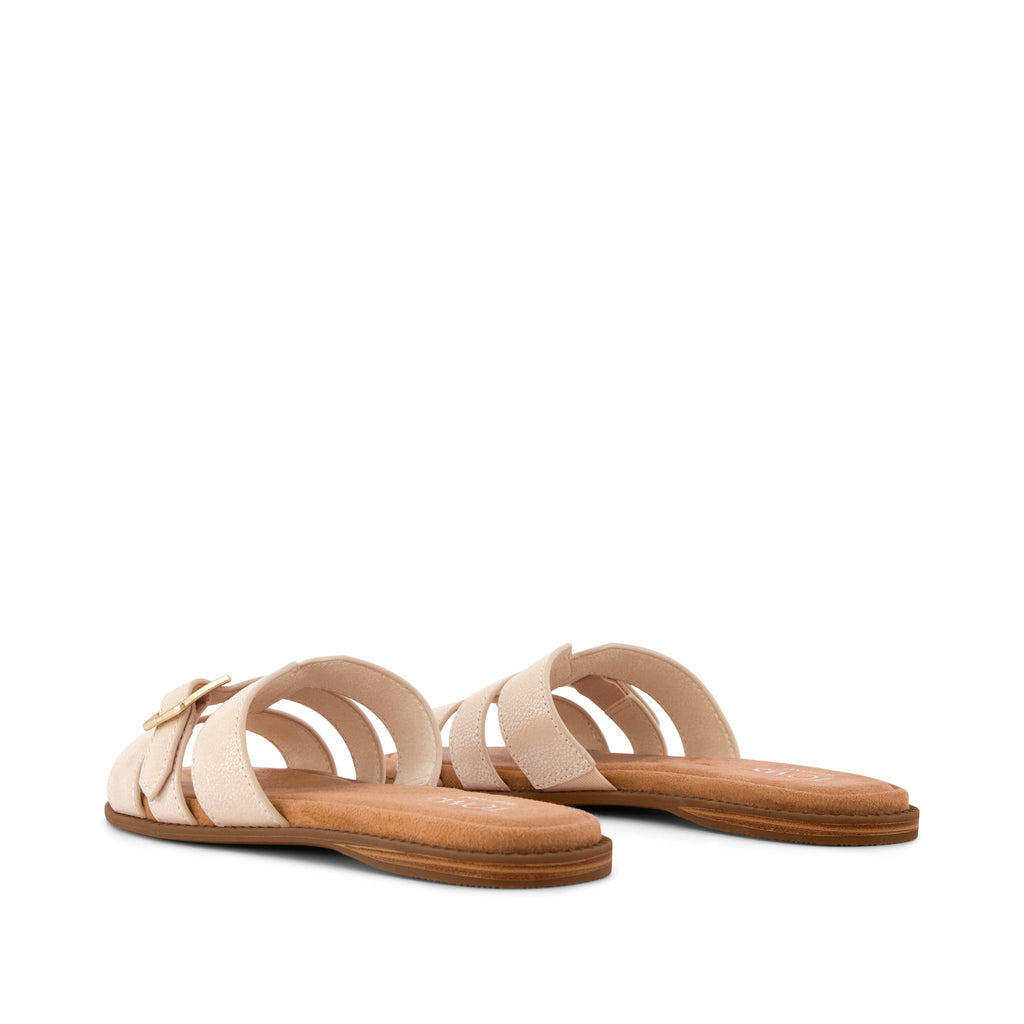 Sol Slide Sandal - Champagne Shimmer Suede Back View