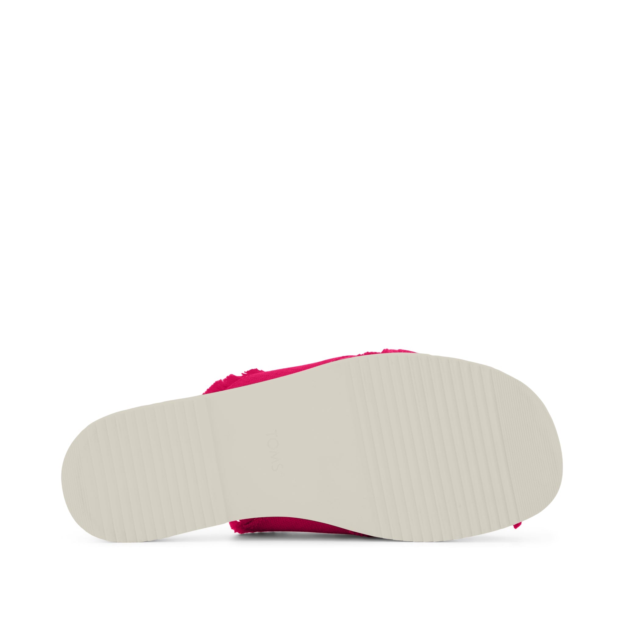 Mae Crossover Slide Sandal - Fuchsia Heritage Canvas Fray Bottom Sole View