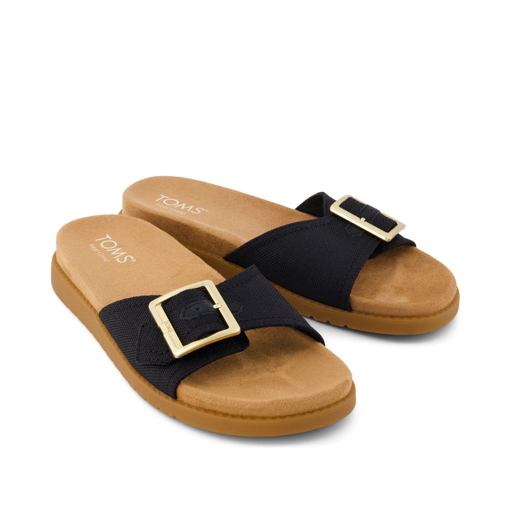 Marin Slide Sandal - Black Canvas
 Front View