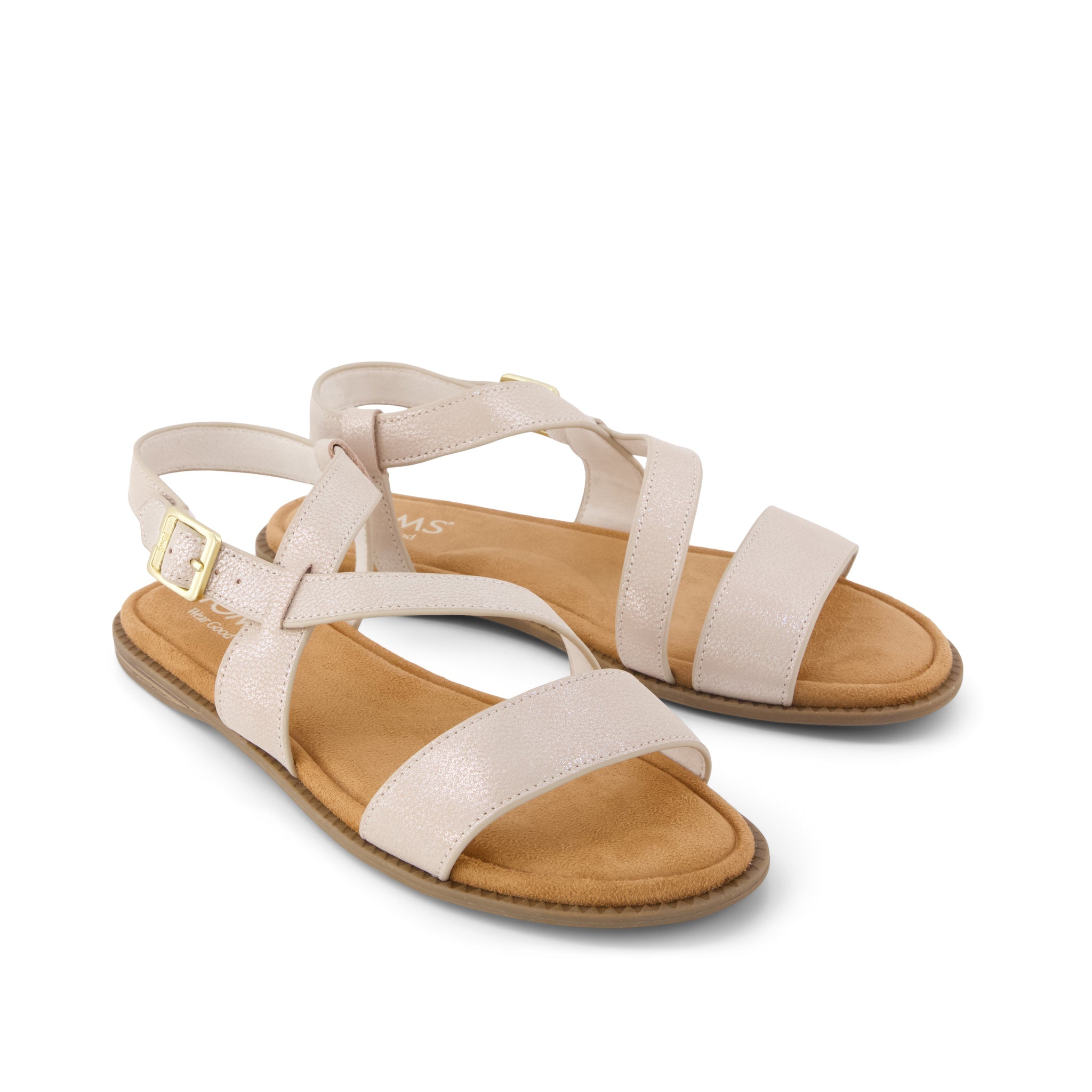 Mar Strappy Sandal - Champagne Shimmer Suede Front View