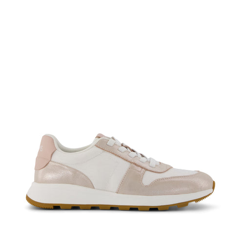 TRVL LITE Retro Runner Sneaker - Water Repellent Champagne Shimmer Side View