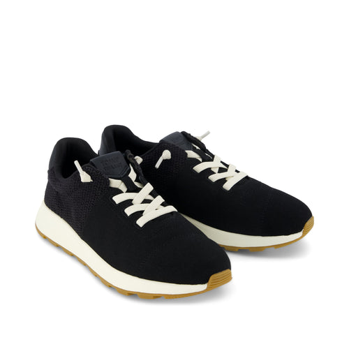 TRVL LITE Cabrillo Sneaker - Water Repellent Black Canvas Mesh Front View