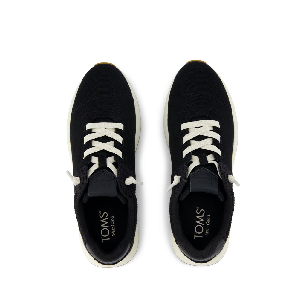 TRVL LITE Cabrillo Sneaker - Water Repellent Black Canvas Mesh Top View