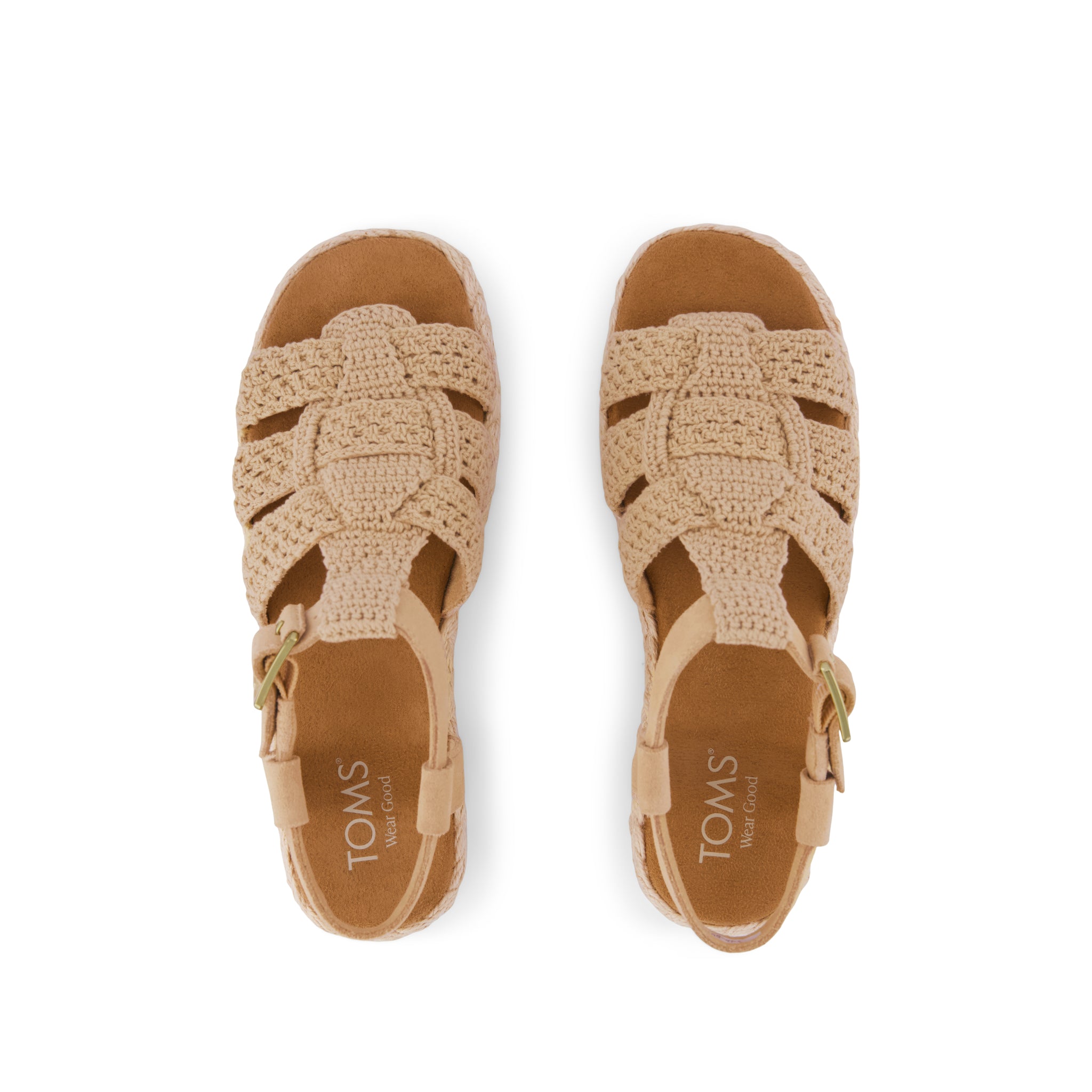 Jac Fisherman Sandal - Caramel Crochet Top View