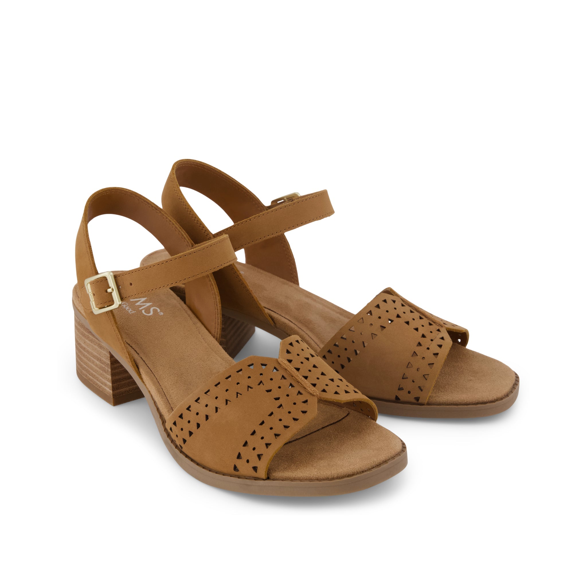 Eloise Sandal - Brown Perforated Leather

 Front View