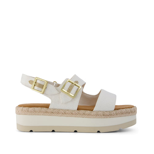 Giana Flatform Sandal - White Woven Side View