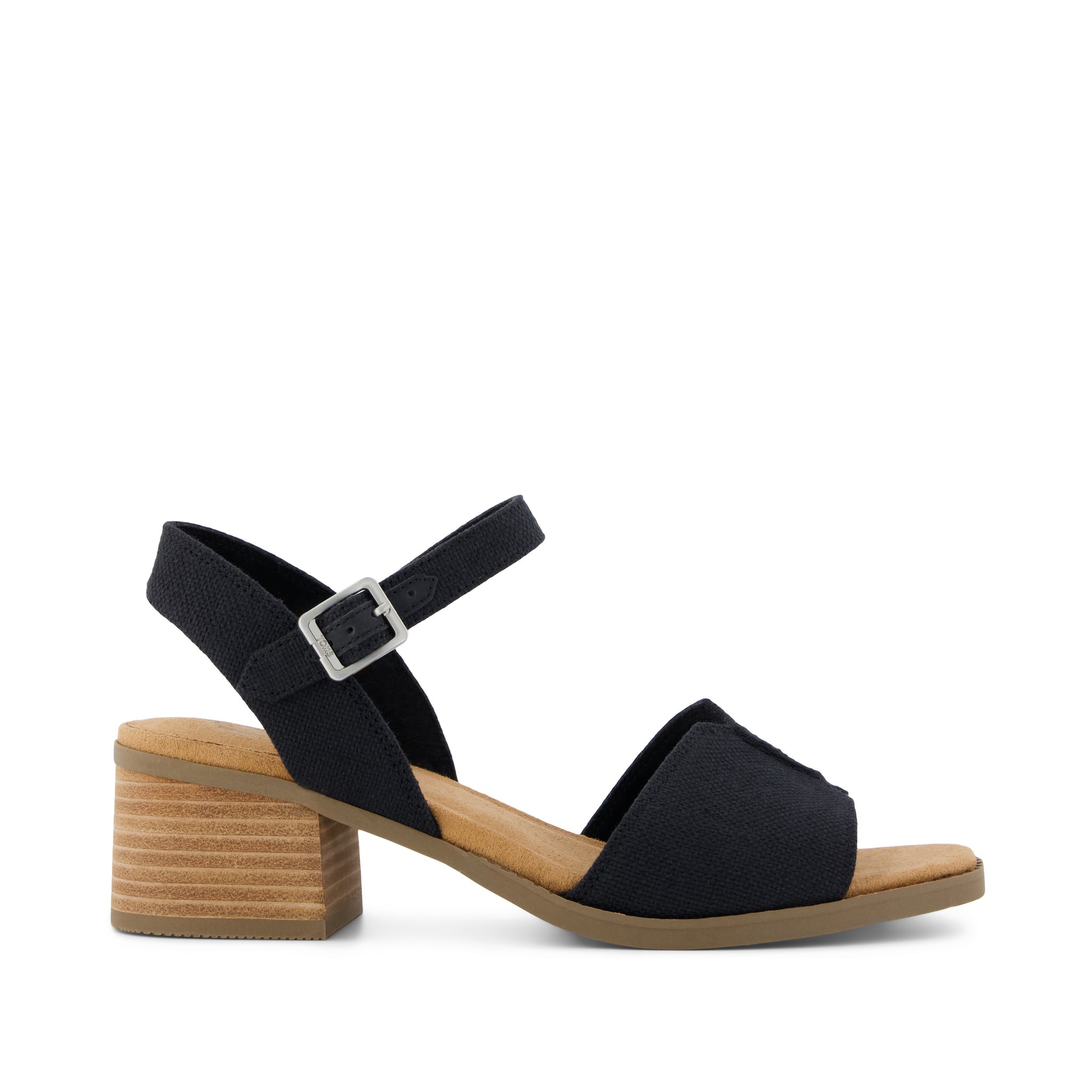 Eloise Sandal - Black Woven Side View