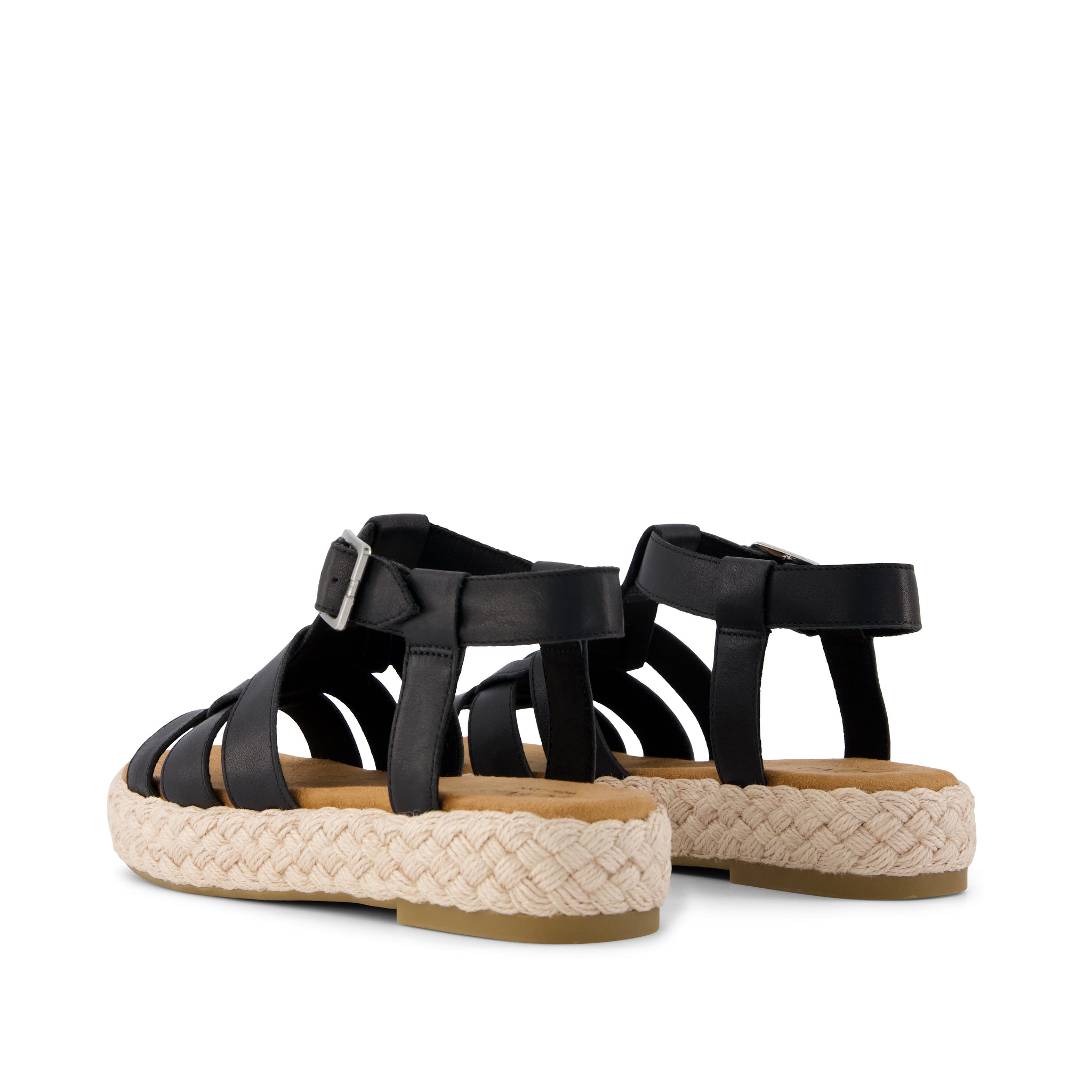 Jac Fisherman Sandal - Black Leather Back View