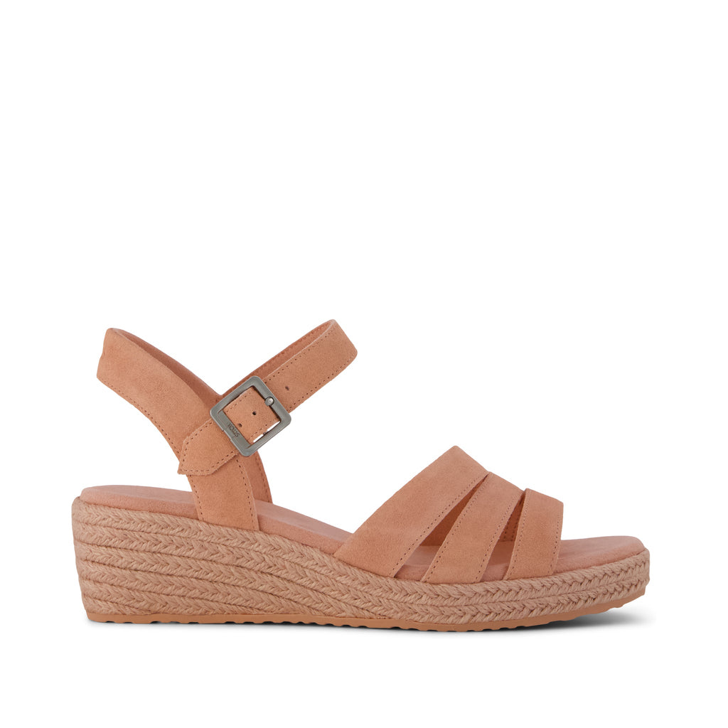 Julia Wedge Sandal - Bloom Suede Side View