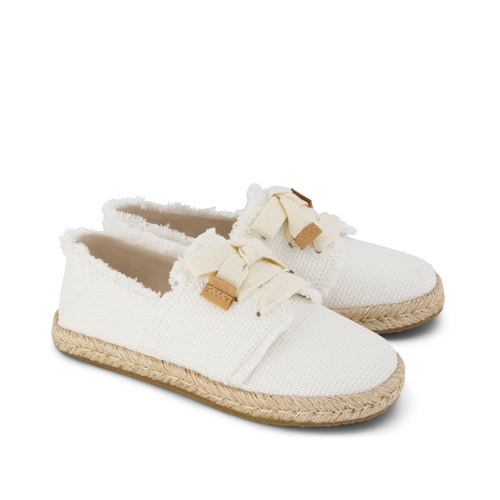 Carolina Lace-Up Kids Espadrille - White Fray Front View
