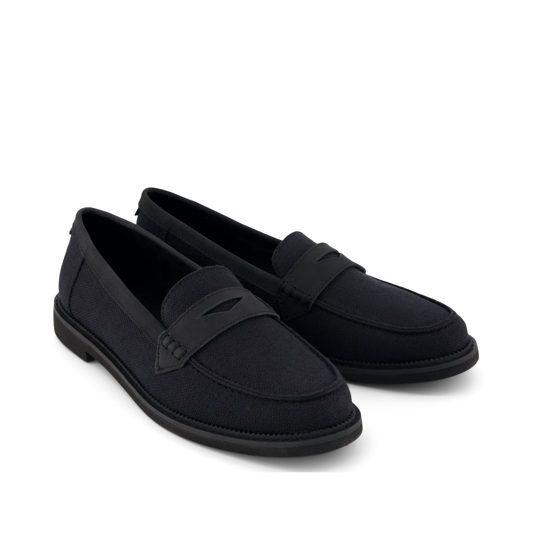 Marie Loafer - Black Textile Front View