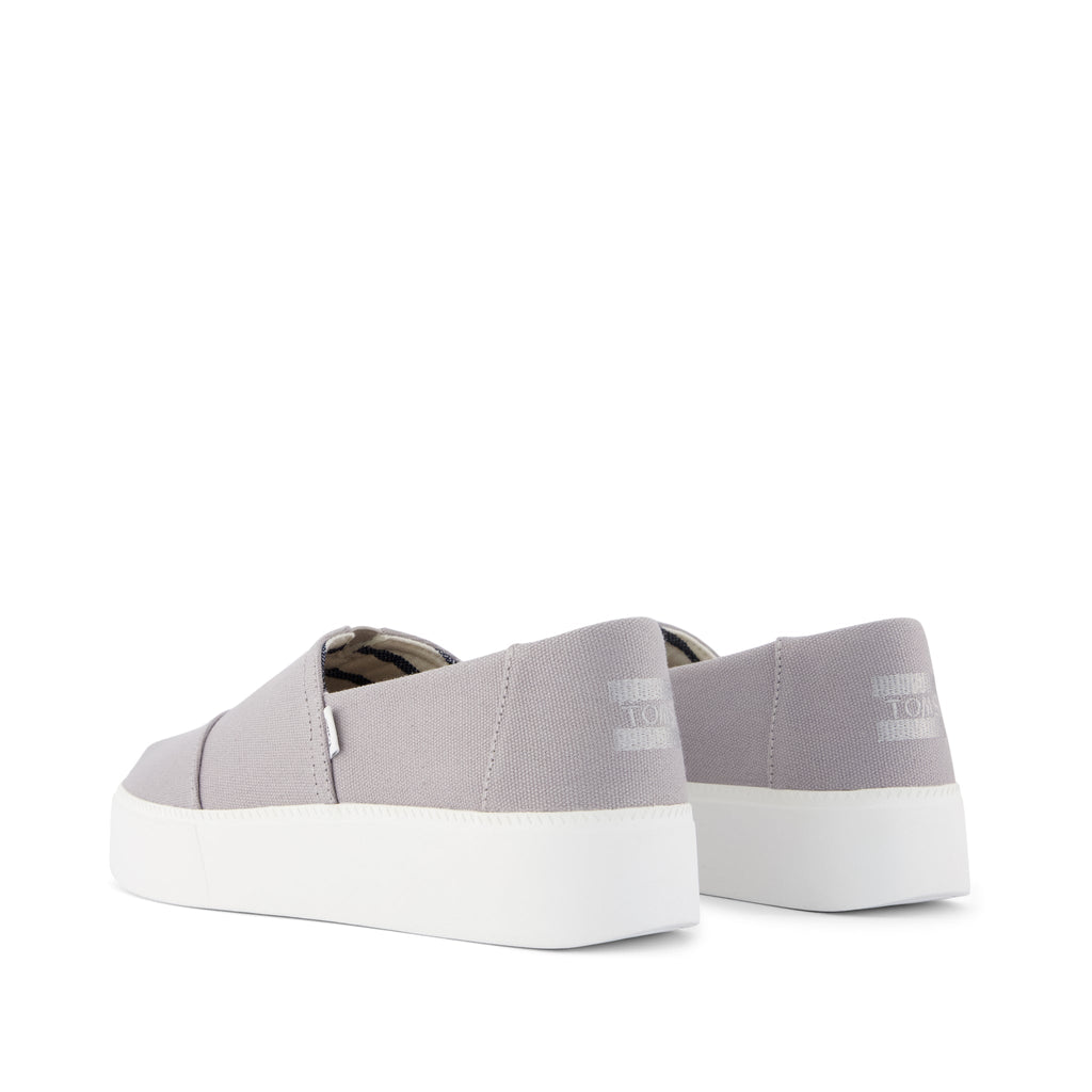 Asher Platform Slip On Sneaker - Grey Canvas Back View