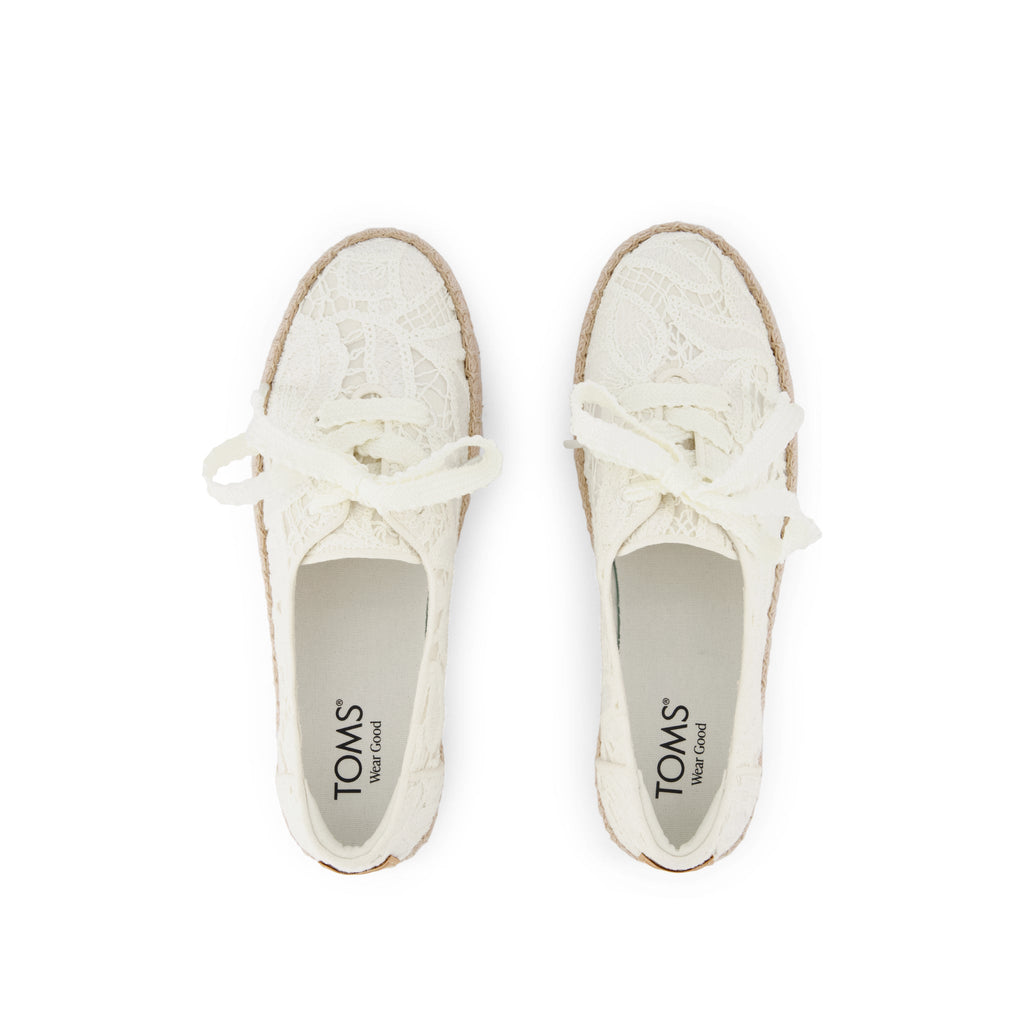 Womens Valencia Lace-Up Platform Espadrille Egret Floral Crochet