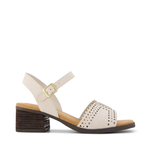 Eloise Sandal - Light Sand Perforated Leather Side View