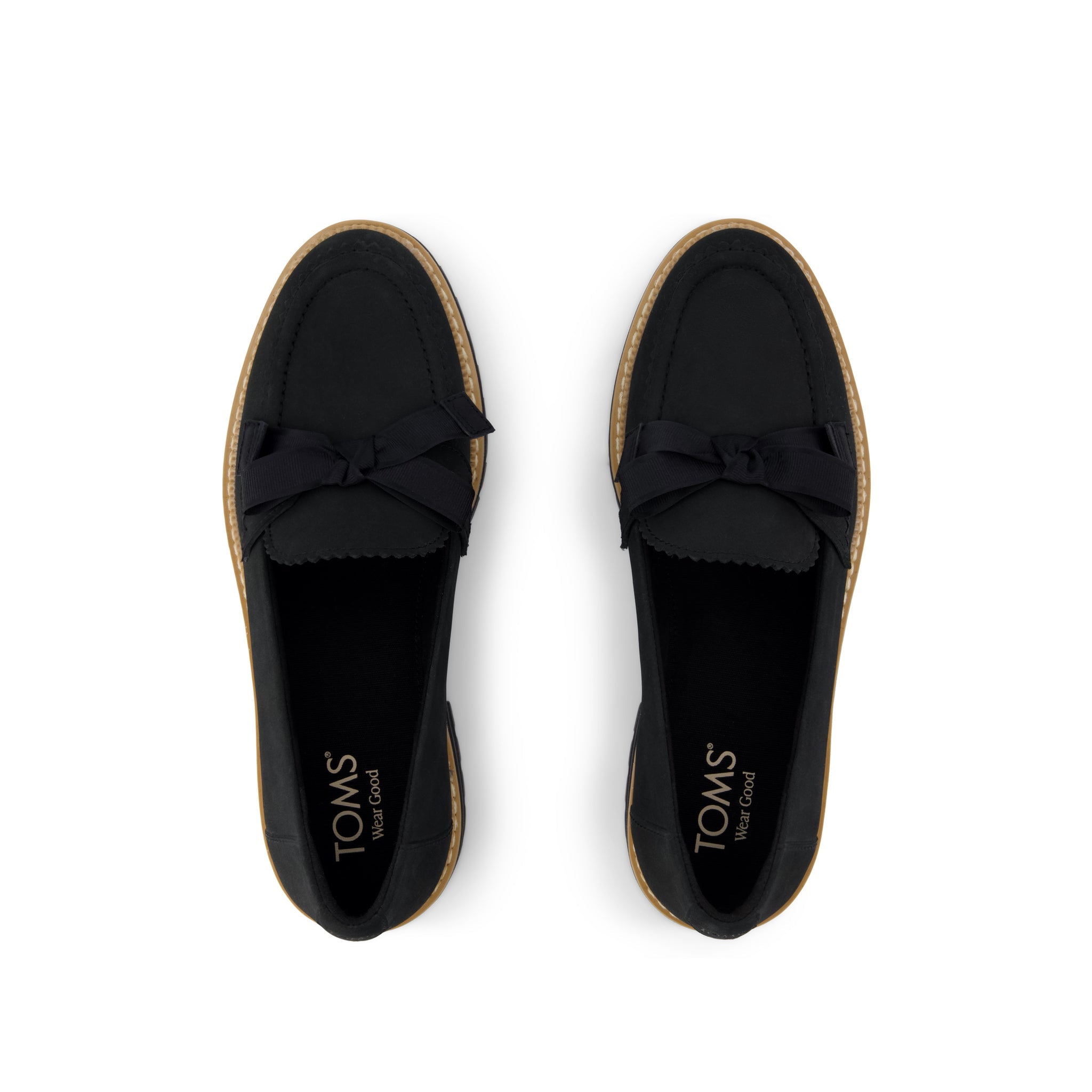 Cara Bow Loafer - Black Leather Top View