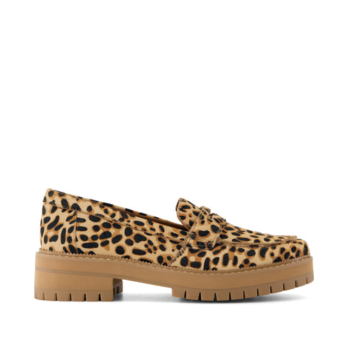 Cara Loafer - Brown Sugar Leopard Print Hair Leather Side View