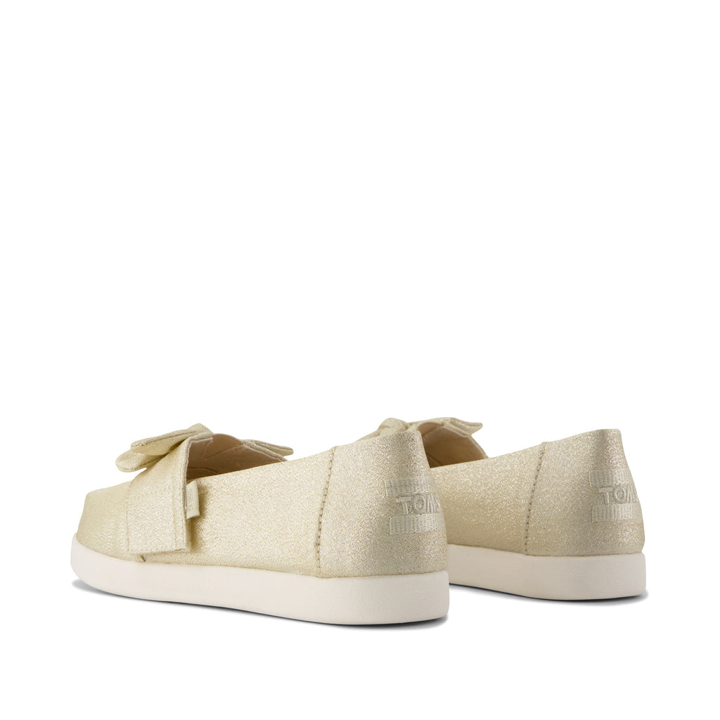 Alpargata Classic Kids Shoe - Champagne Soft Shimmer with Bow Back View