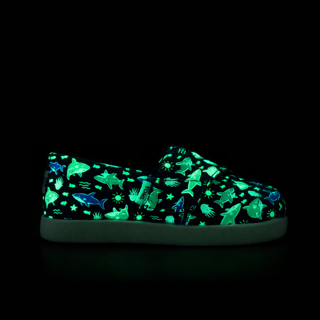 Alpargata Classic Toddler Shoe Navy Glow in the Dark Shark Friends