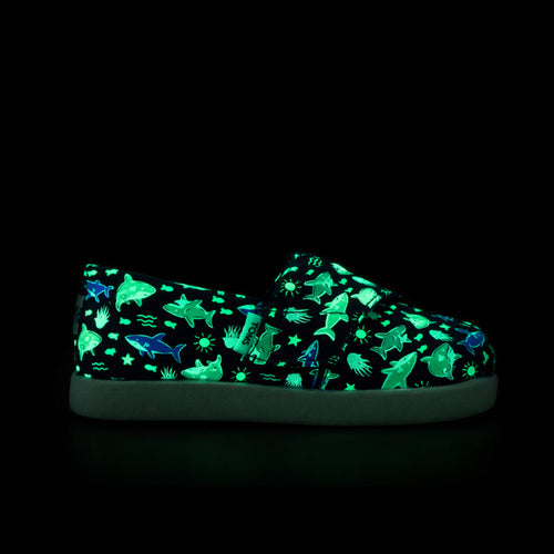 Alpargata Classic Toddler Shoe Navy Glow in the Dark Shark Friends