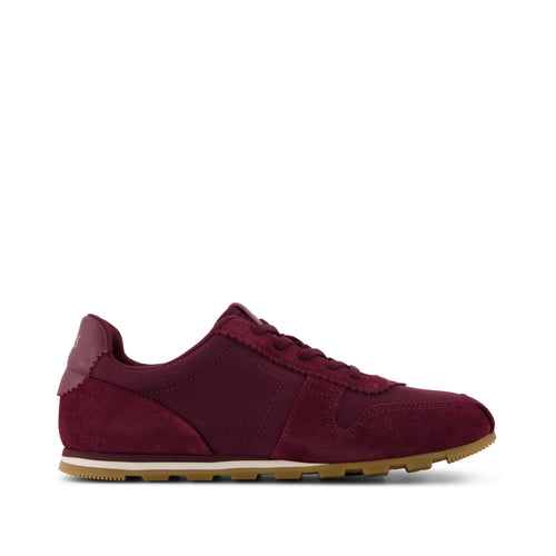 TRVL Lite Palisade Sneaker - Water Repellent Burgundy Vintage Twill Side View