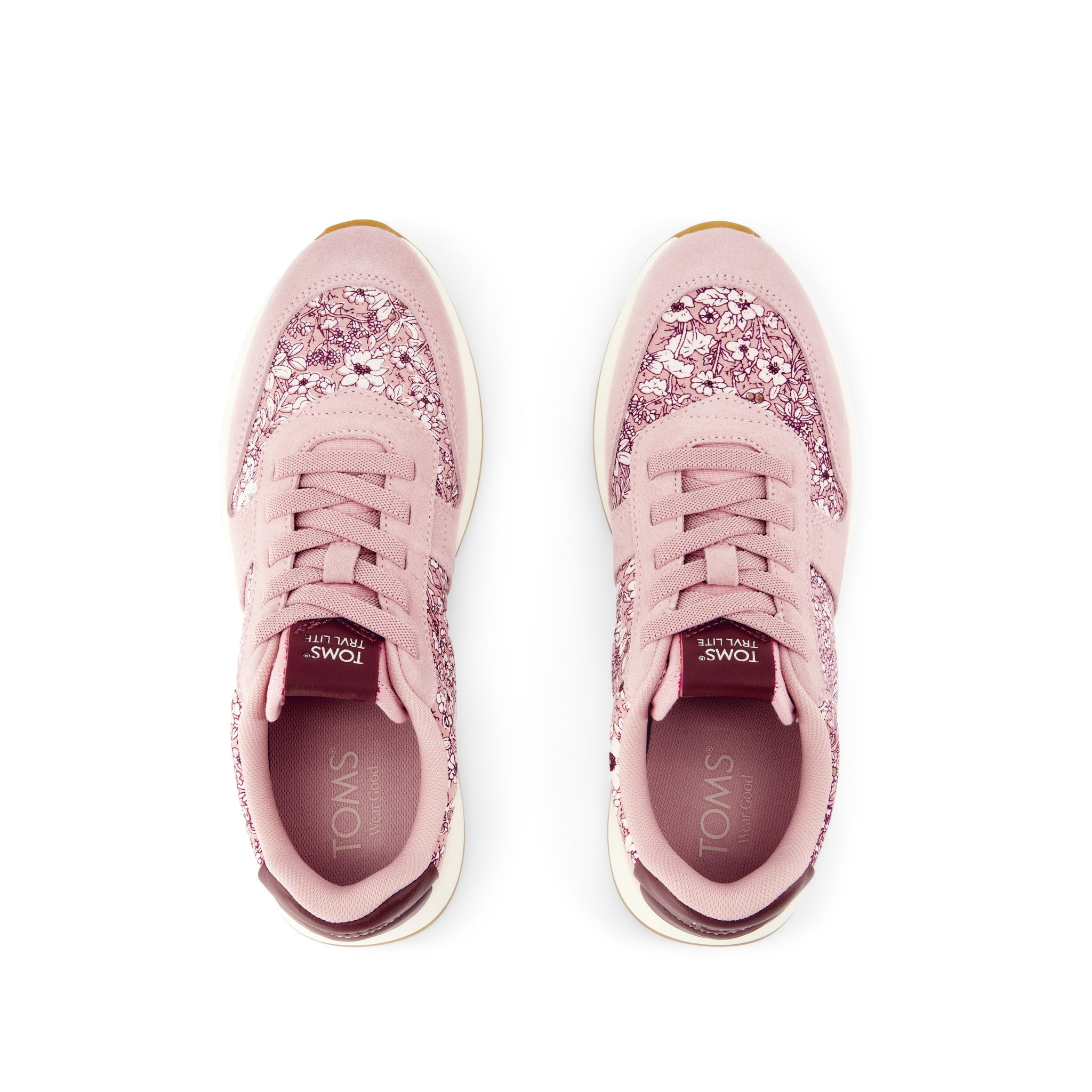 TRVL LITE Retro Runner Sneaker - Water Repellent Seashell Floral Print Top View