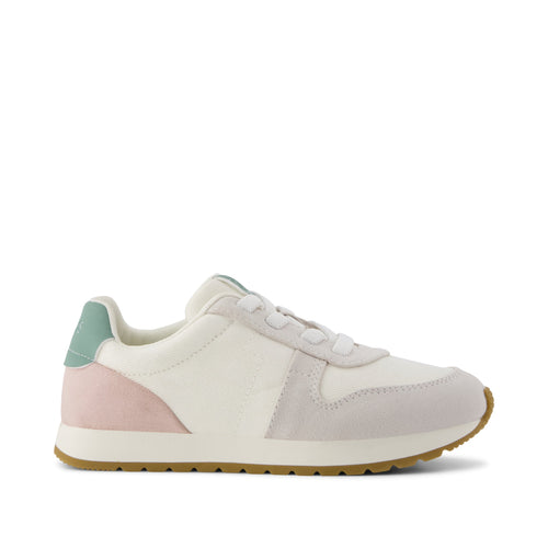 TRVL LITE Retro Runner Kids Sneaker - Water Repellent Multi Egret Vintage Twill Side View