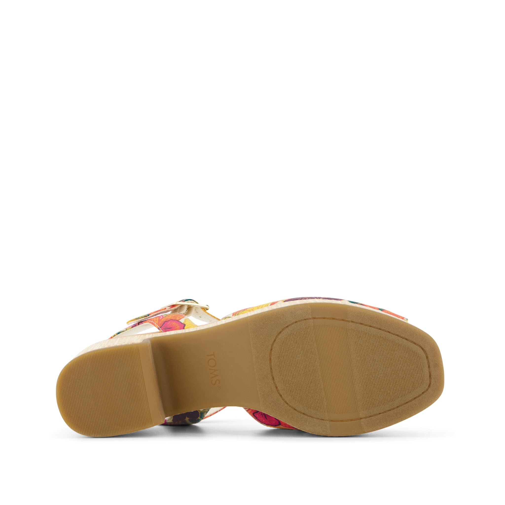 Isla Peep Toe Heeled Sandal - Tropical Floral Print Bottom Sole View