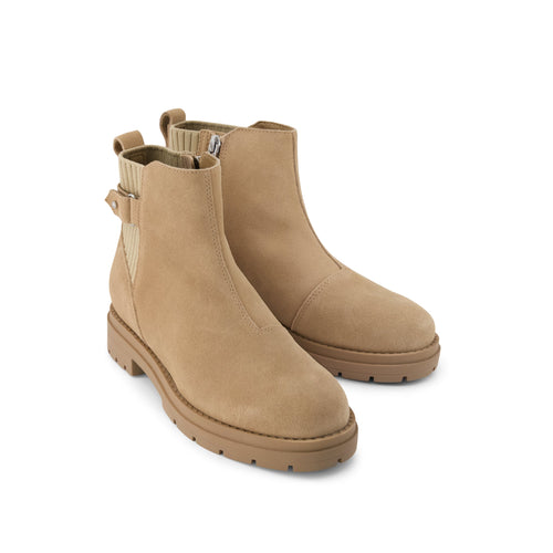 Astrid Boot - Water Repellent Taupe Suede Front View