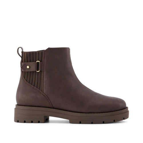 Astrid Boot - Water Repellent Chocolate Brown Faux Leather Side View